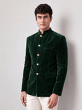Royal Green Velvet Jodhpuri Bandhgala