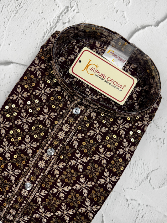 Lakhnavi kurta-Maroon