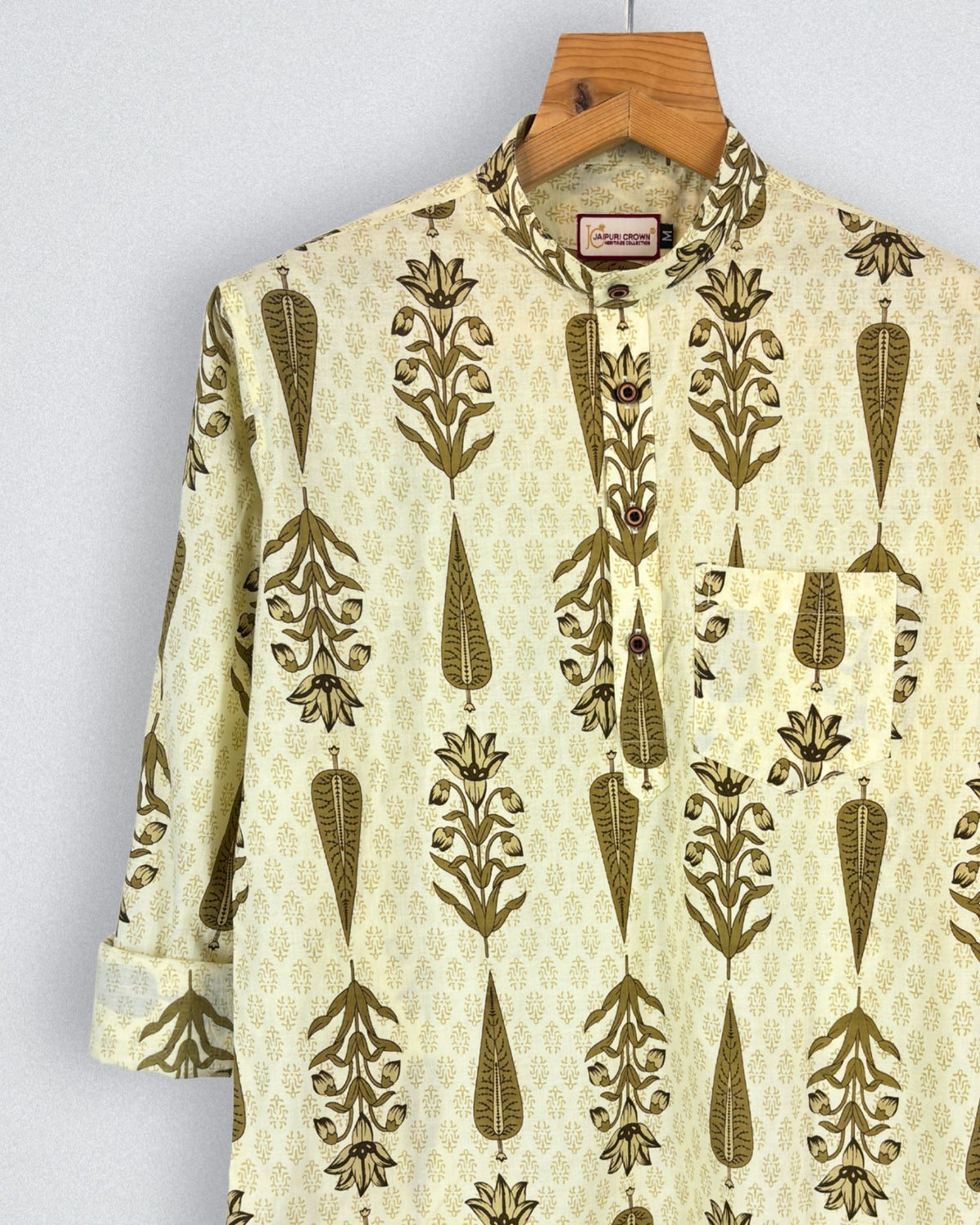 Floral Harmony – Printed Cotton Short Kurta
