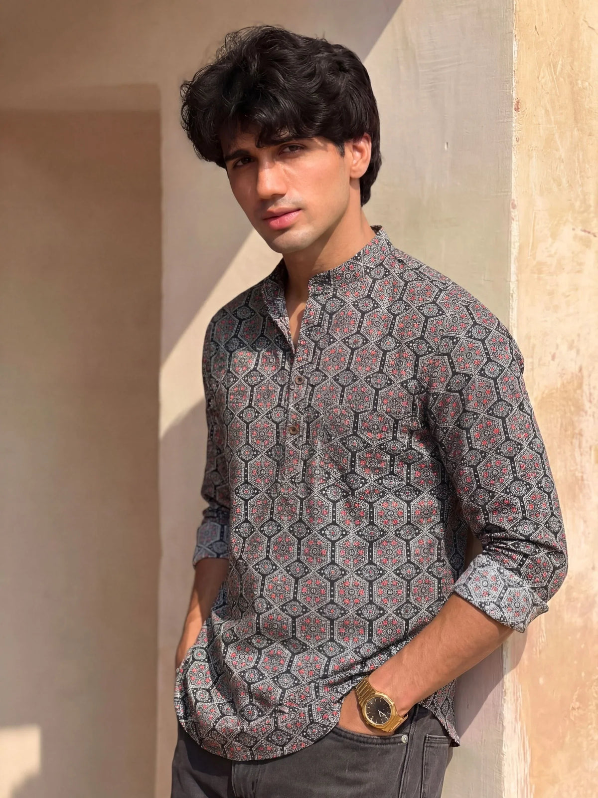 Royal Mosaic – Printed Cotton Short Kurta