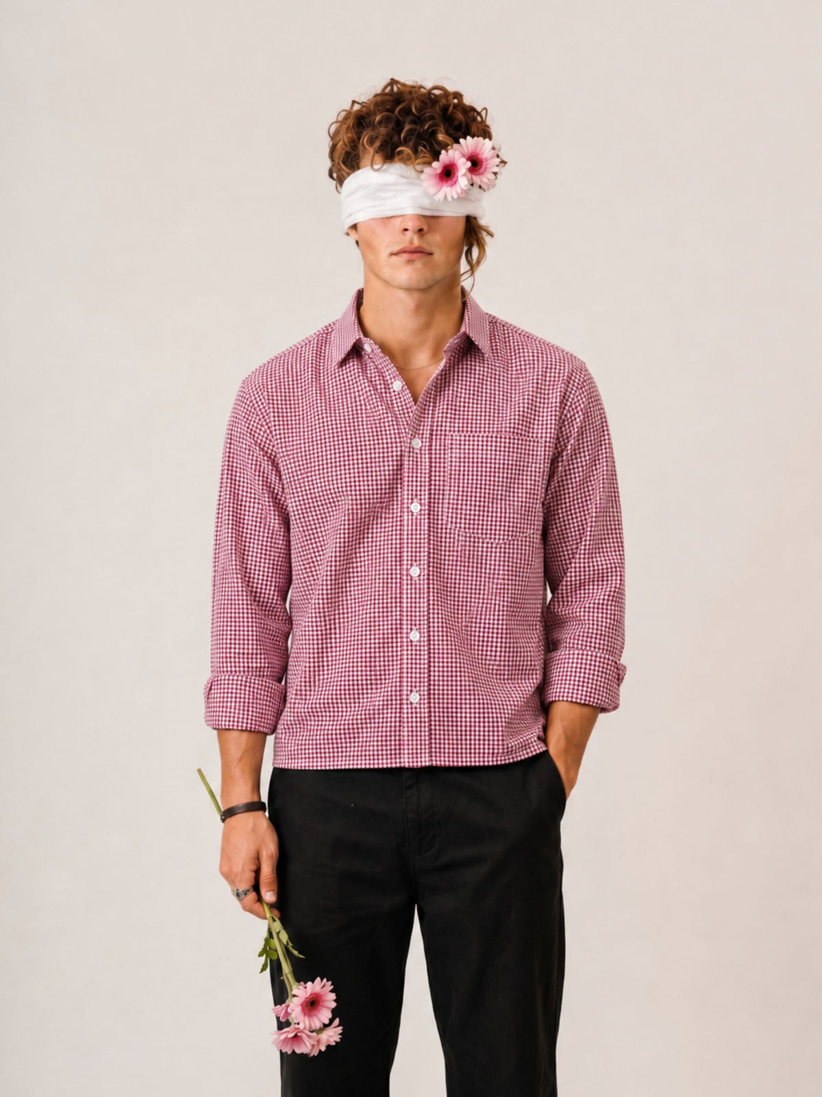 Ruby Red Check Crop Shirt