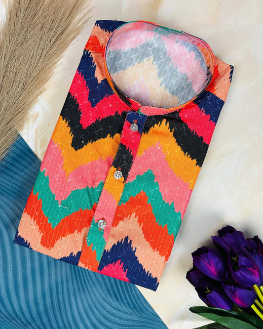 Vibrant Chevron Fiesta Kurta