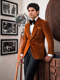 Rust Velvet Blazer for Men – Premium Shawl Lapel Party Wear Blazer
