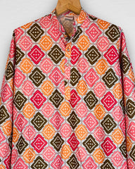 Bandhani Men's Long Kurta with Zari Work