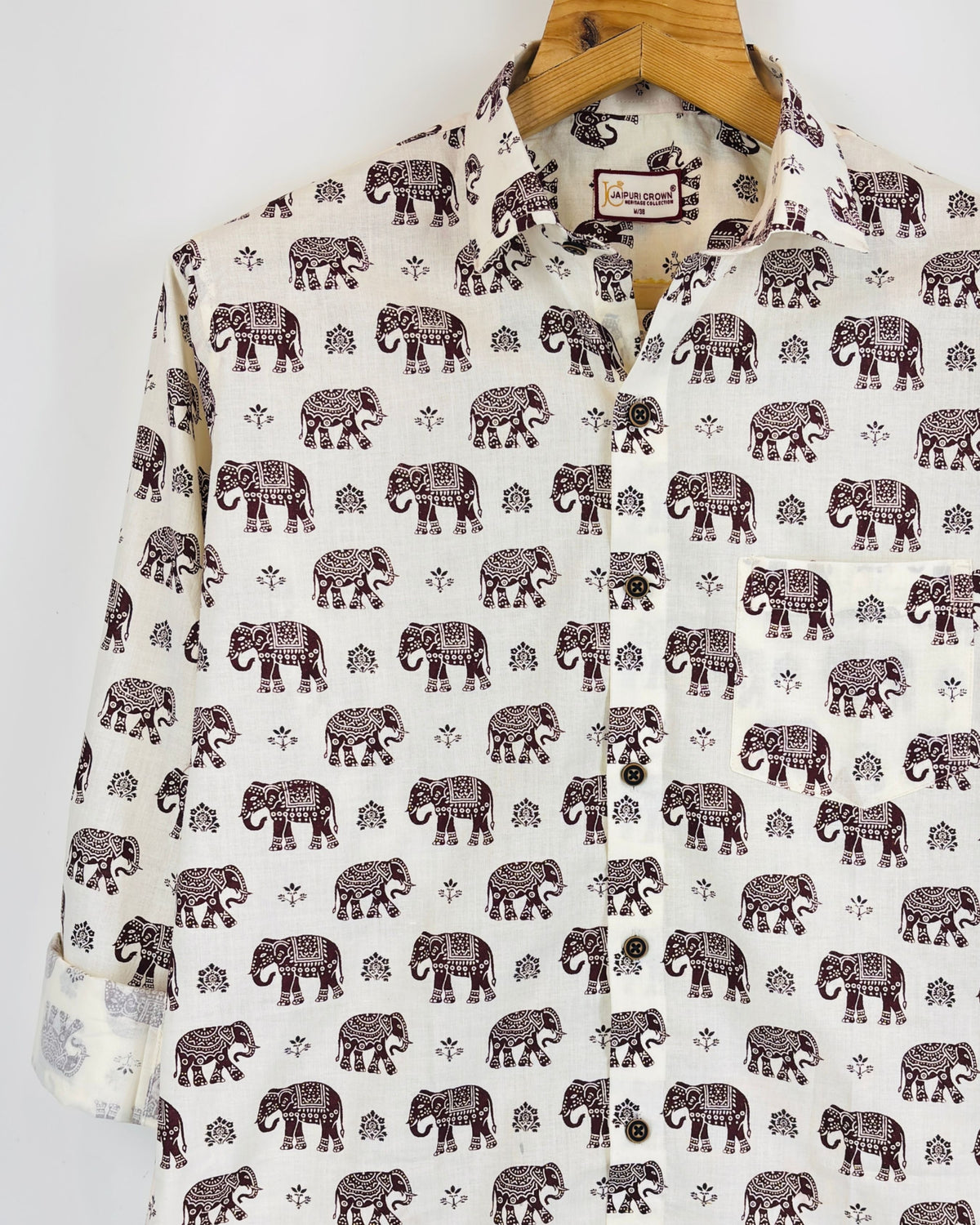 Maroon Maharaja – Printed Cotton Full Sleeve in Cream & Brown