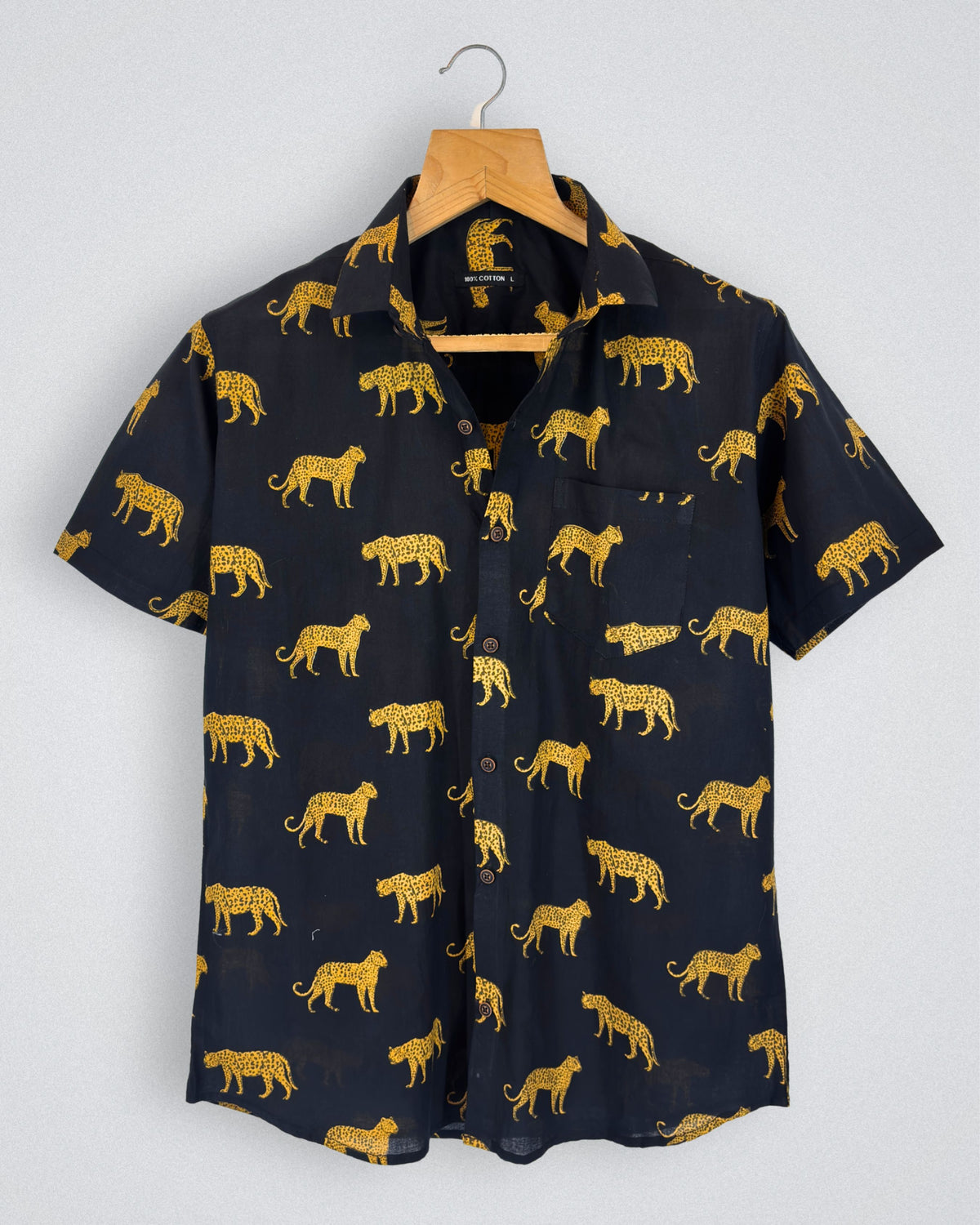 Savannah Spirit – Animal Print Cotton Half Sleeve Shirt