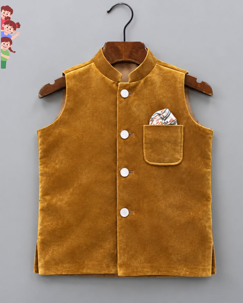 Chic Kid's Nehru Jacket in Velvet