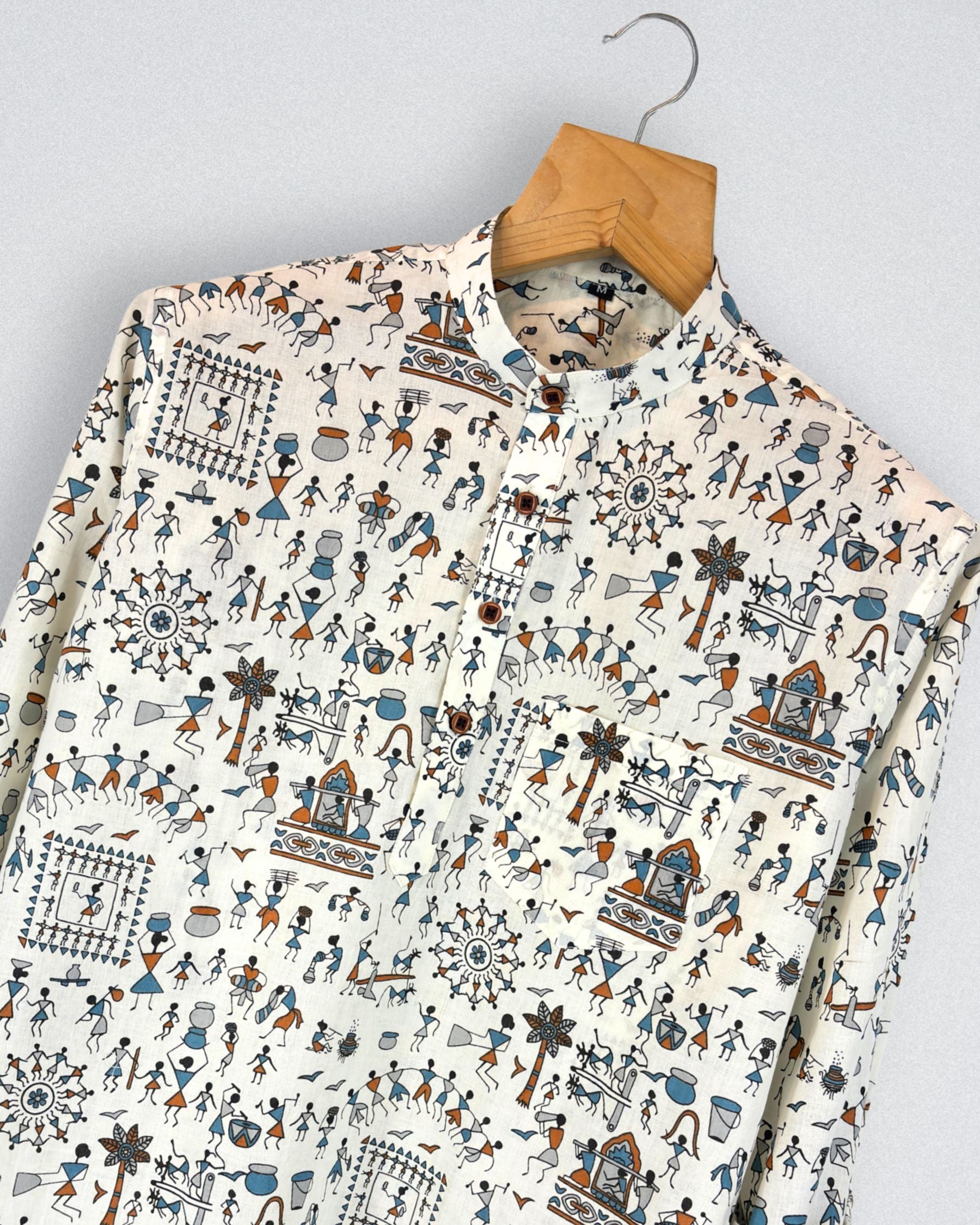 Cultural Canvas – Printed Cotton Short Kurta