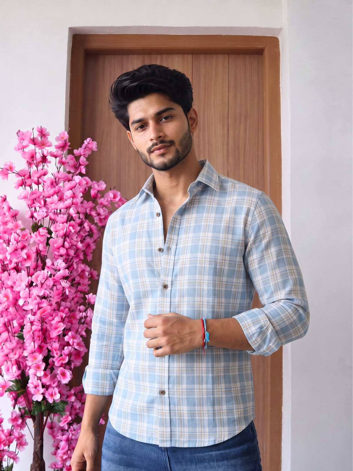Blue Check – Printed Cotton Full Sleeve Shirt