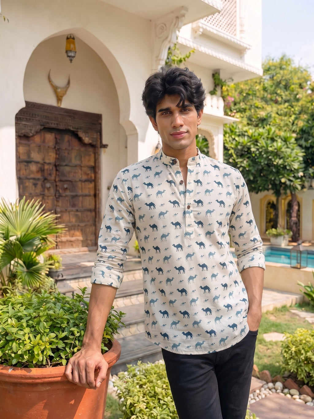 Desert Mirage – Printed Cotton Short Kurta