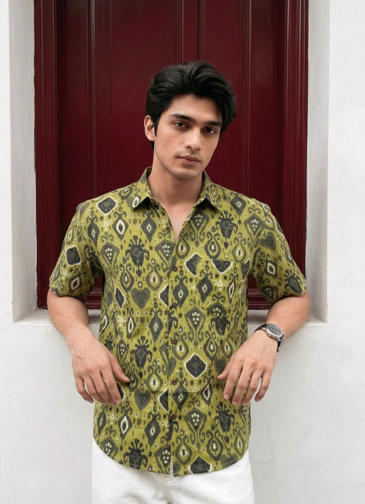 Desert Mirage – Printed Cotton Half Sleeve Shirt