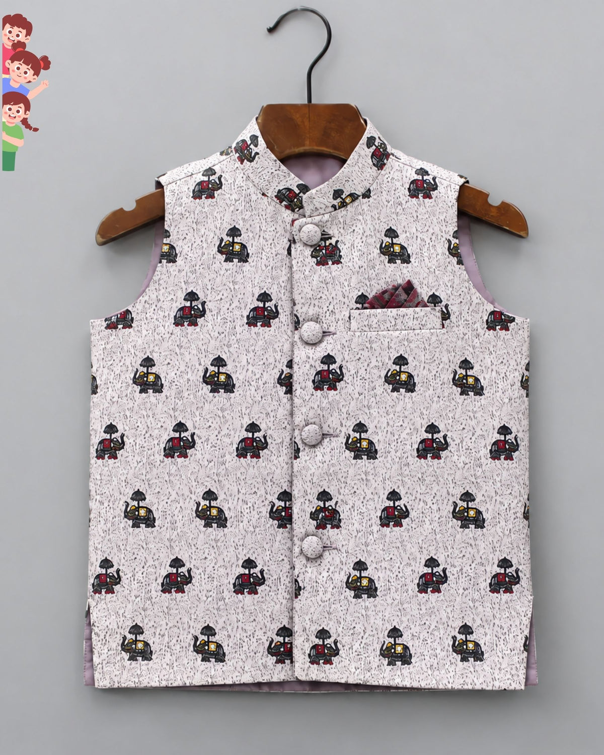 Stylish Kid's Nehru Jacket with Fun Prints