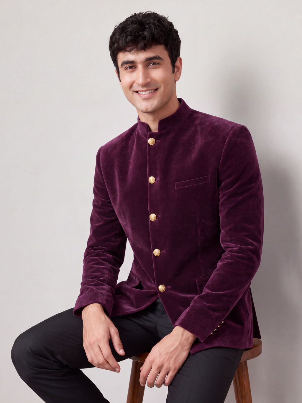 Elegant Velvet Jodhpuri for Modern - Purple