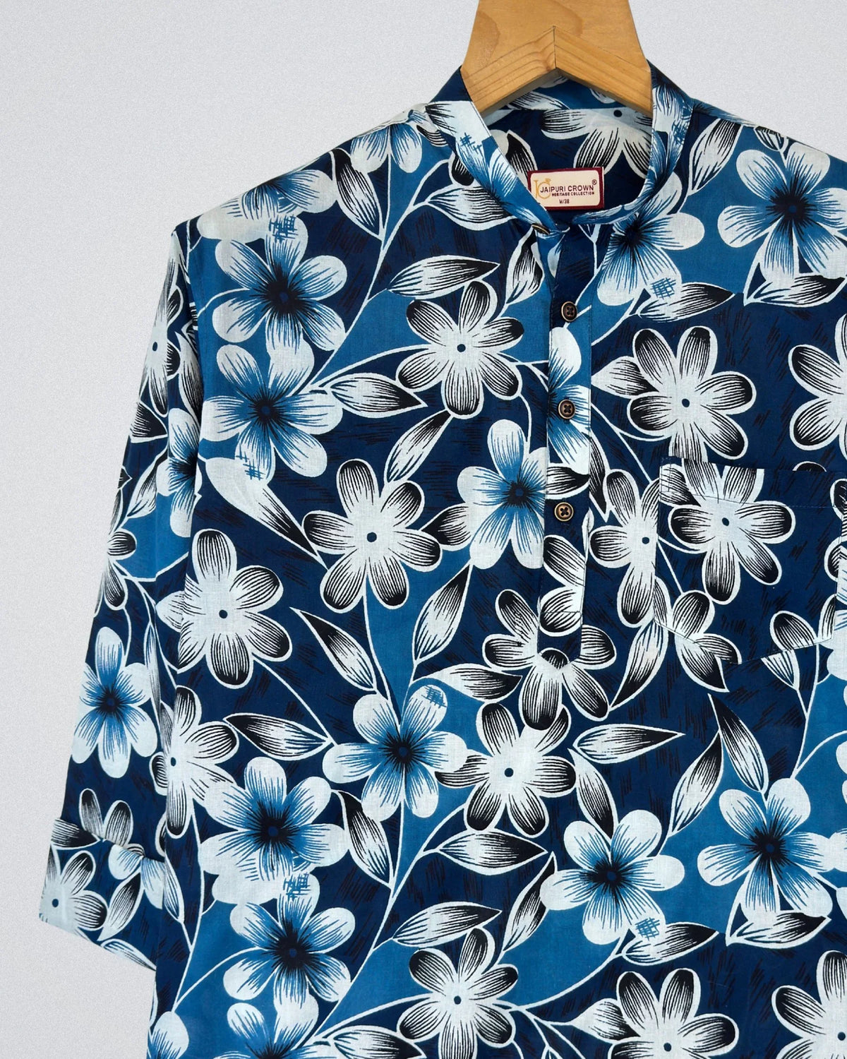 Midnight Floral – Printed Cotton Short Kurta