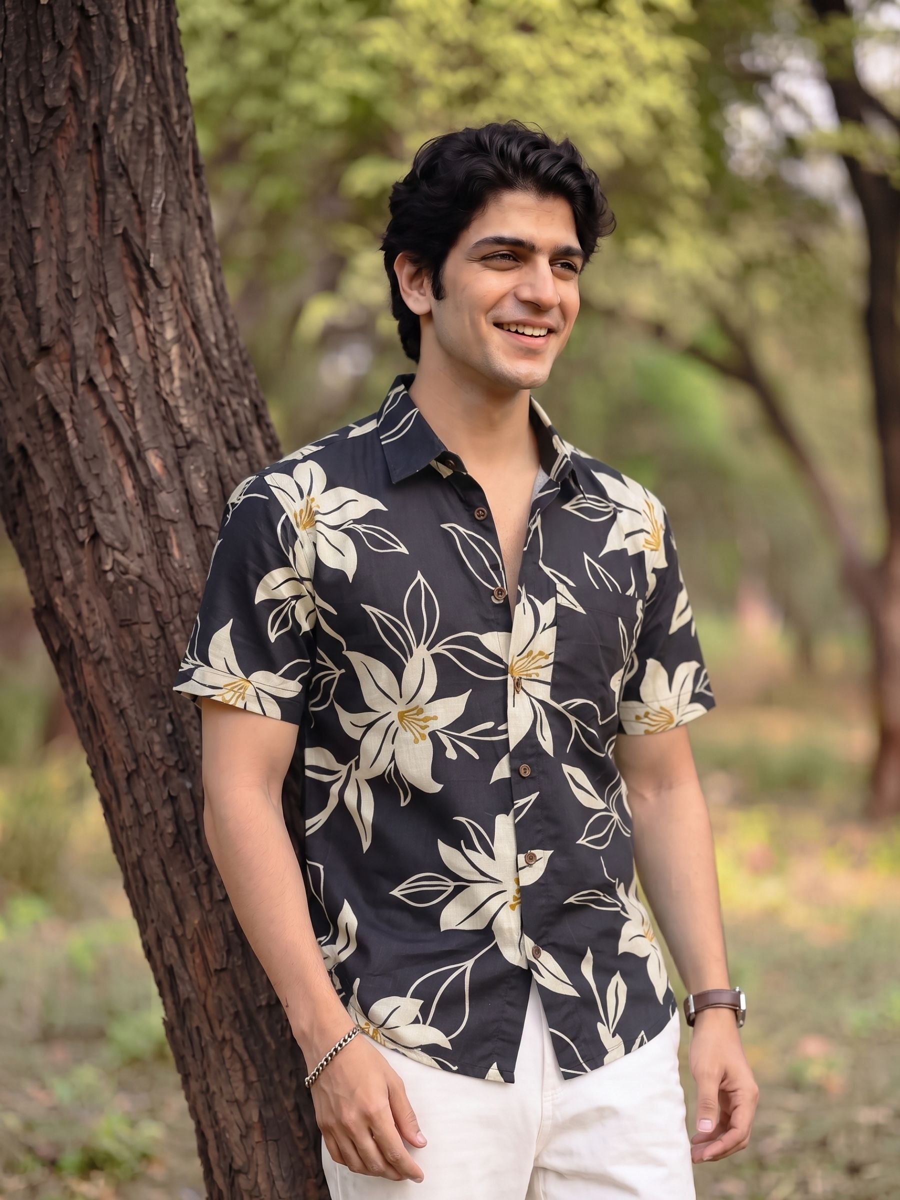 Tropical Vibes – Printed Cotton Half Sleeve Shirt