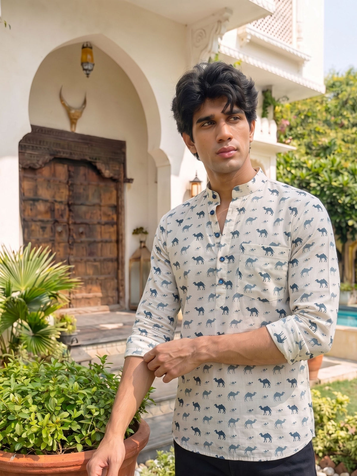 Desert Mirage – Printed Cotton Short Kurta