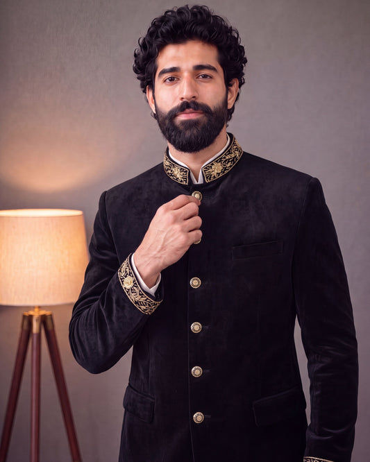 Jodhpuri Bandhgala - Velvet Black 2700