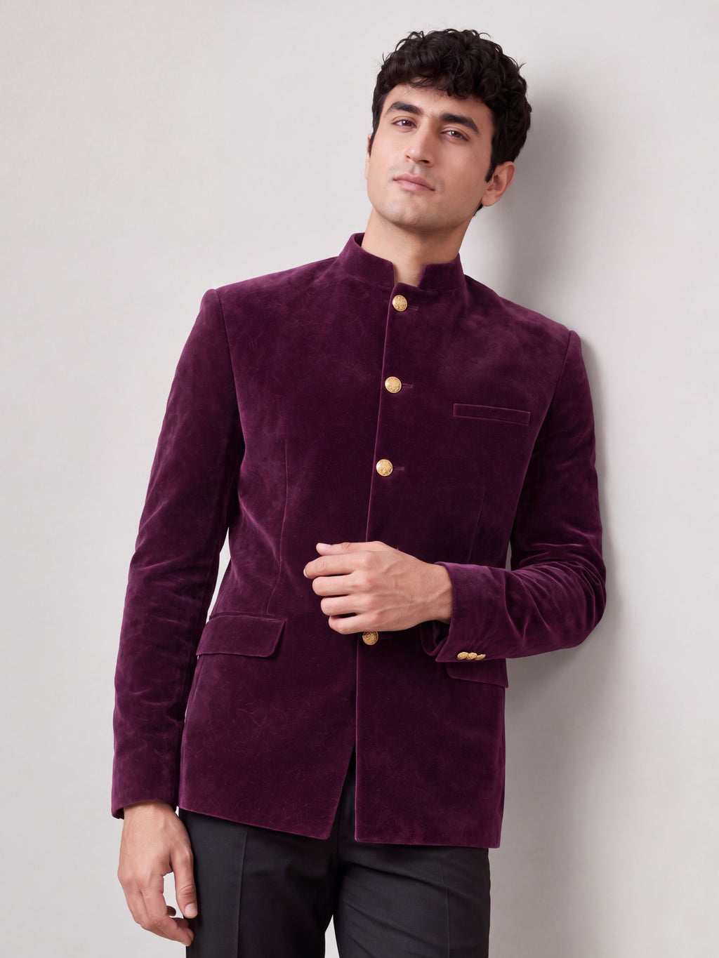 Elegant Velvet Jodhpuri for Modern - Purple