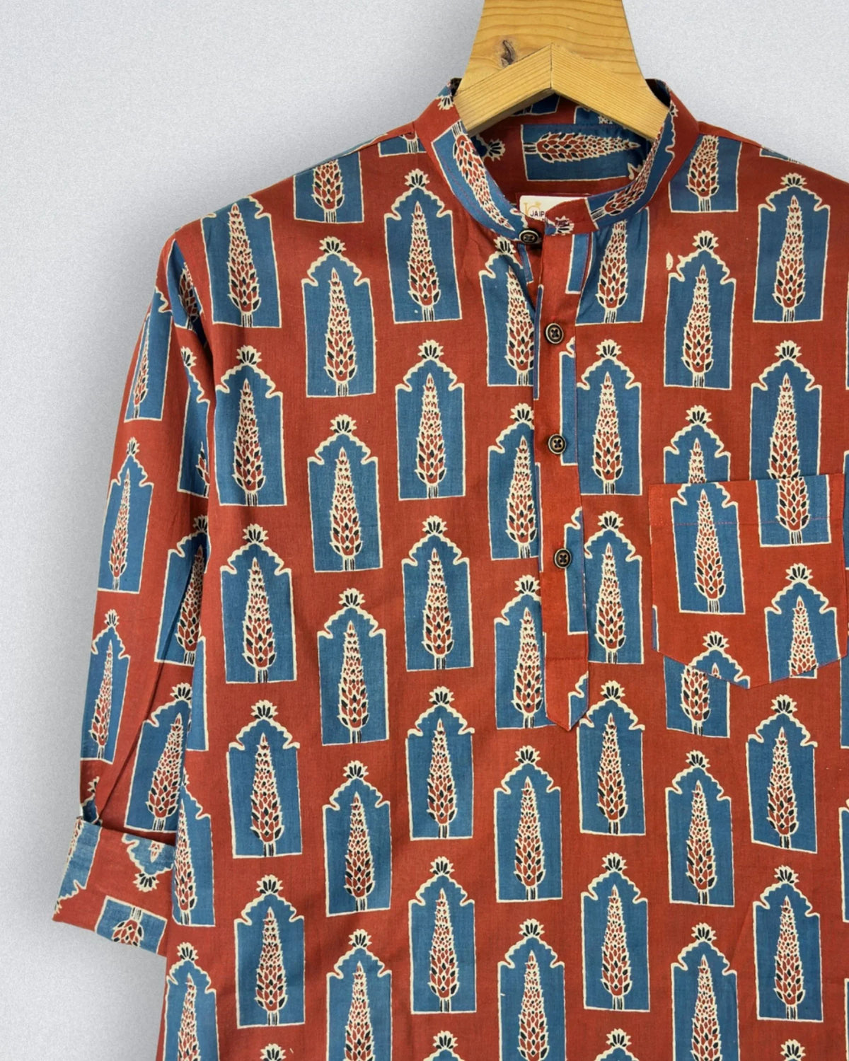 Royal Blossom – Printed Cotton Short Kurta