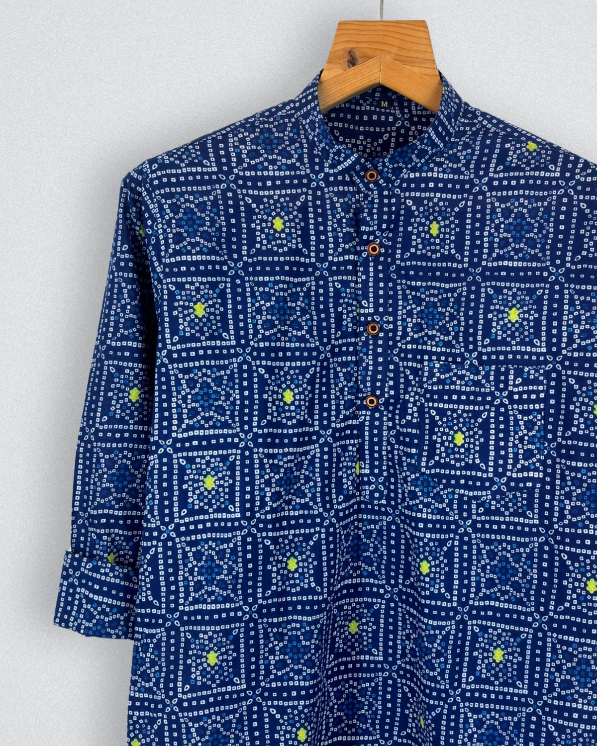 Blue Patterns – Printed Cotton Short Kurta