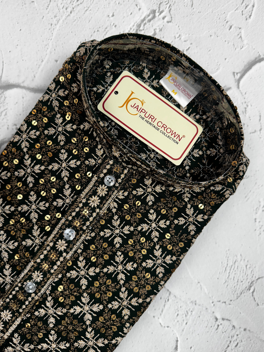 Lakhnavi kurta-Black