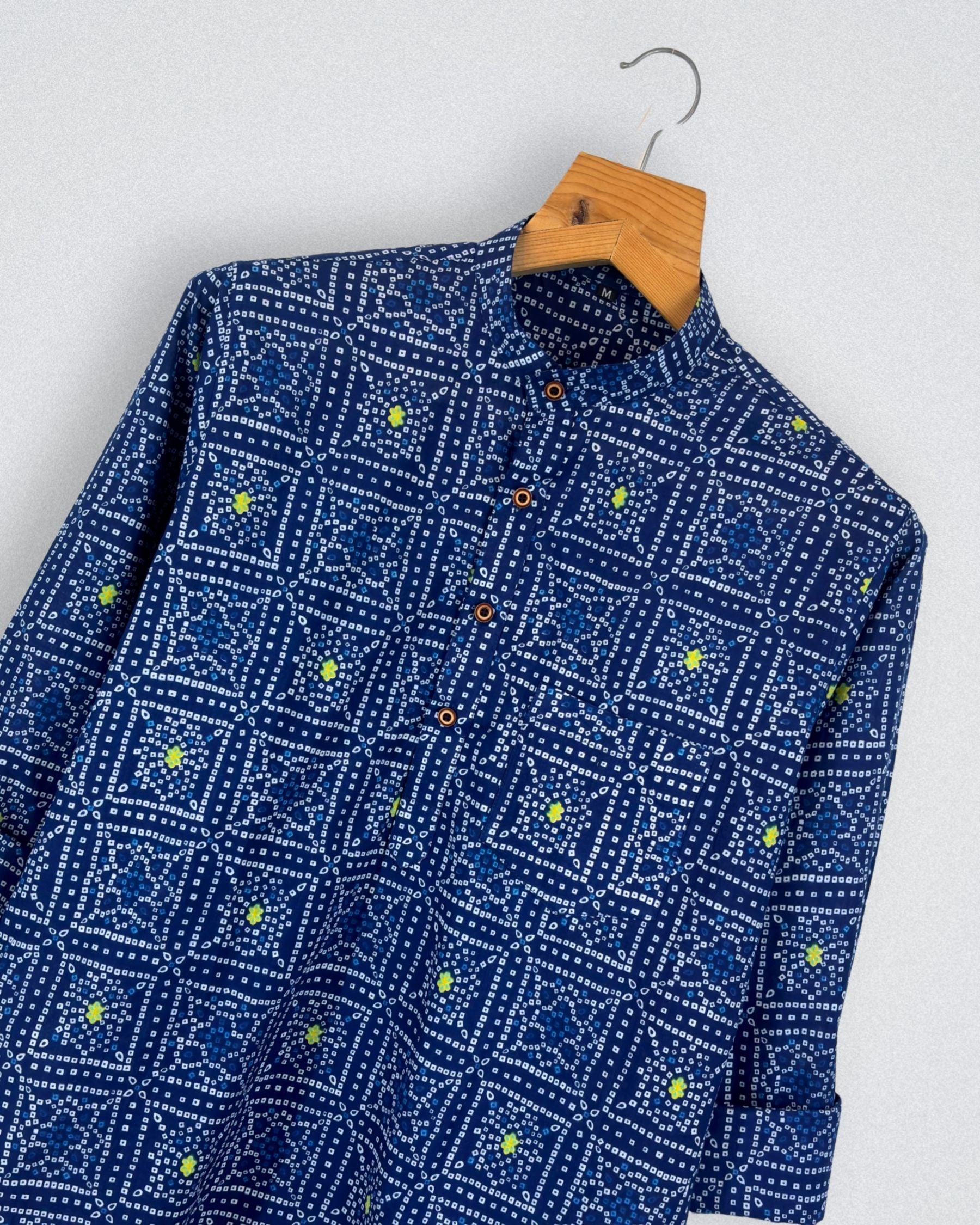 Blue Patterns – Printed Cotton Short Kurta