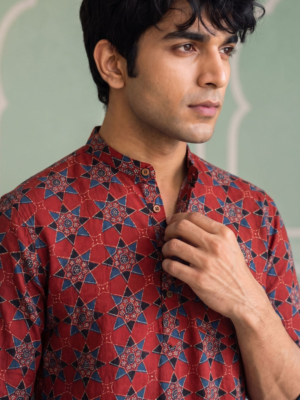Traditional Charm – Printed Cotton Short Kurta