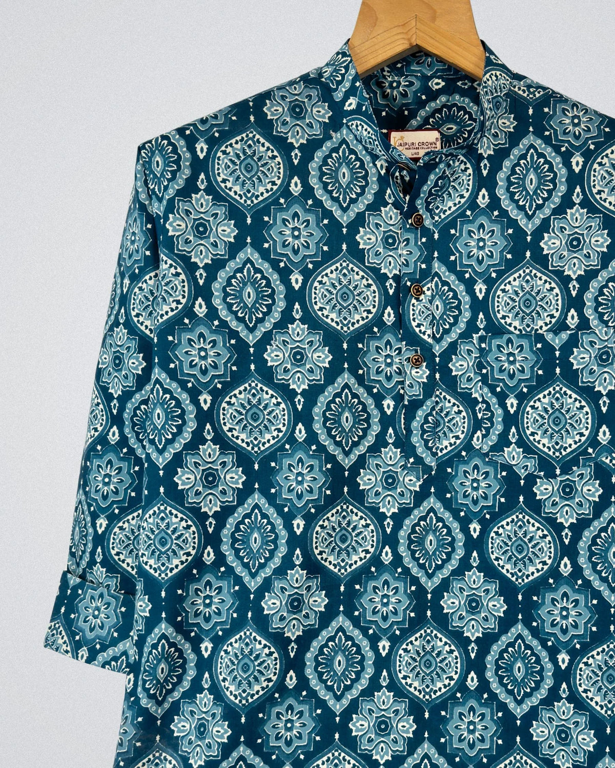 Ocean Wave – Printed Cotton Short Kurta