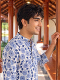 Blue Blossom – Printed Cotton Short Kurta