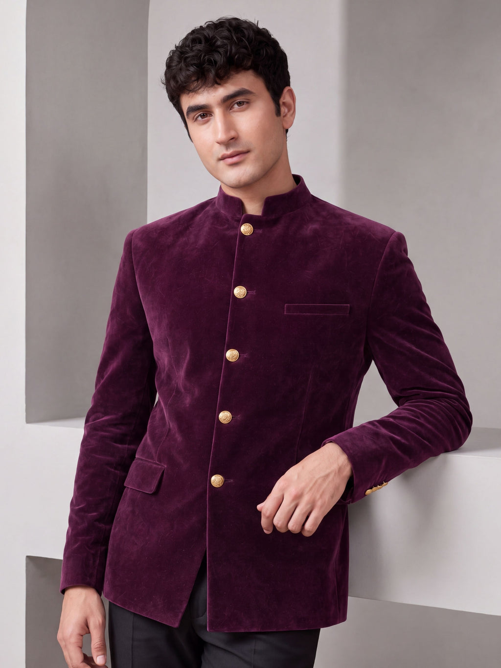 Elegant Velvet Jodhpuri for Modern - Purple