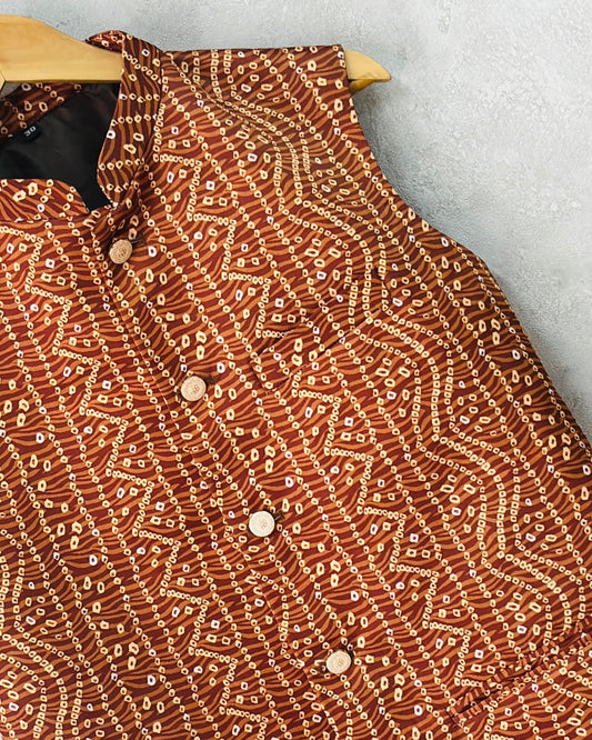 Bandhani Blossom Nehru Jacket