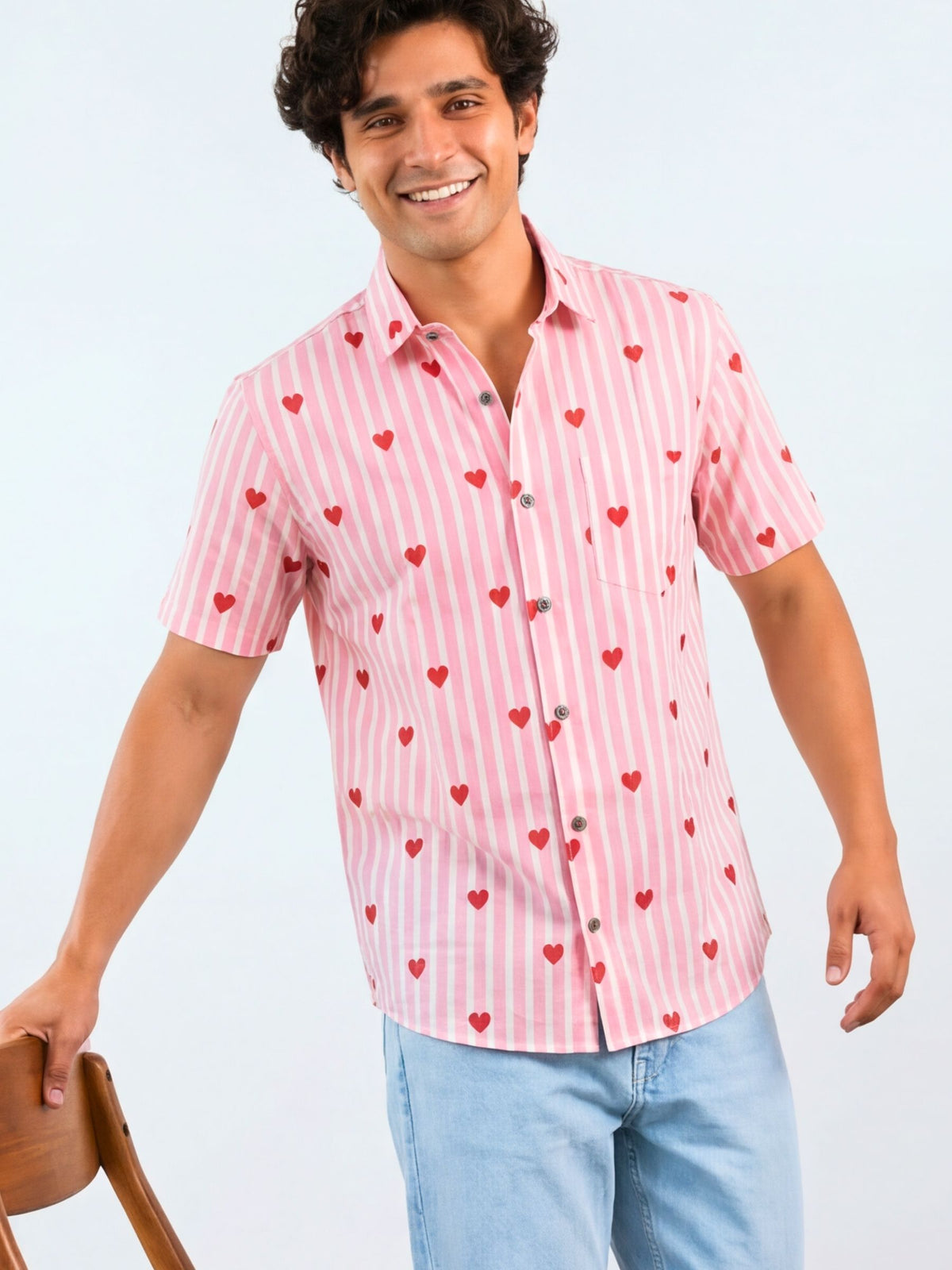 Heartfelt Style – Plus Size Cotton Half Sleeve Shirt