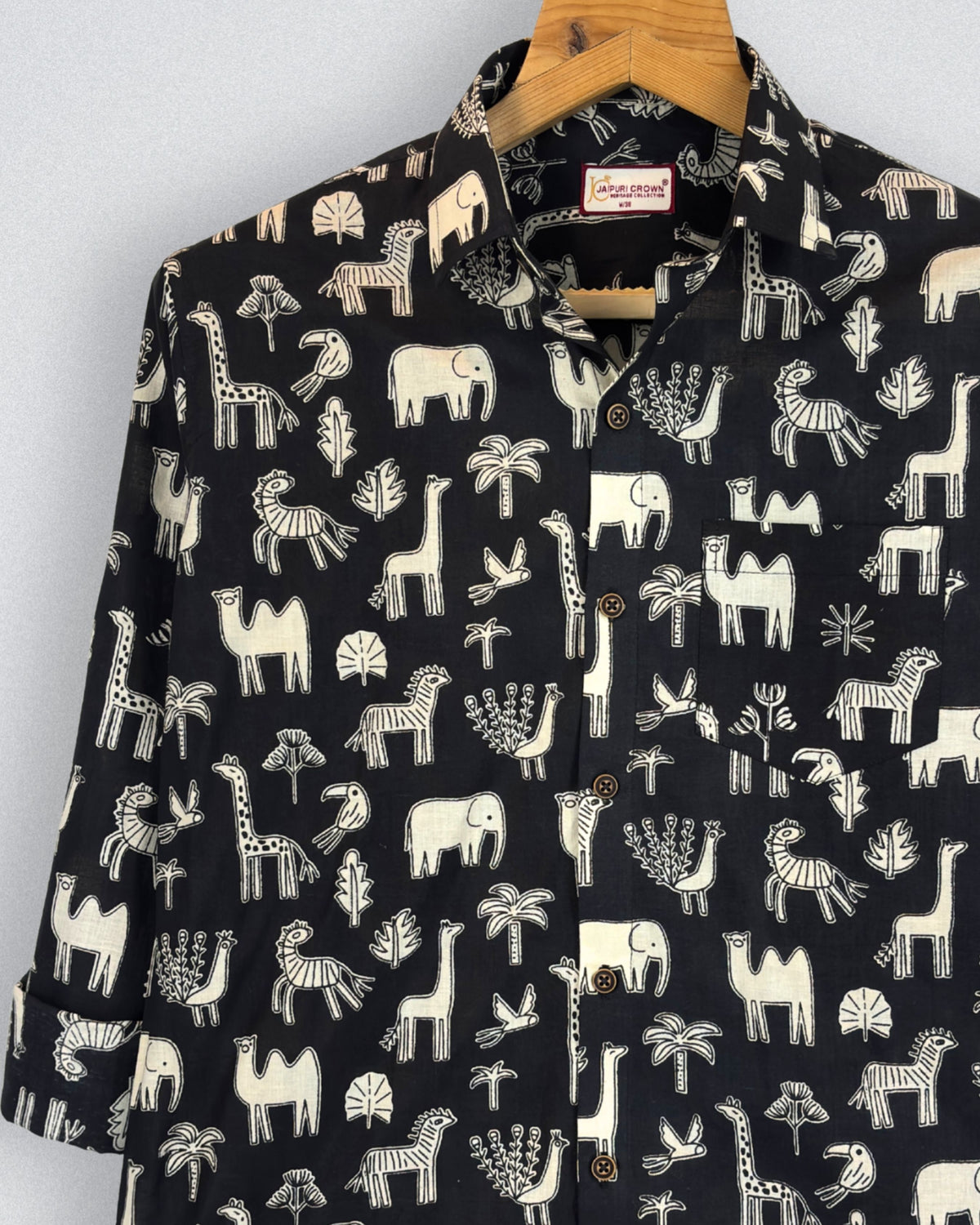 Safari Charm – Full Sleeve Printed Cotton Shirt