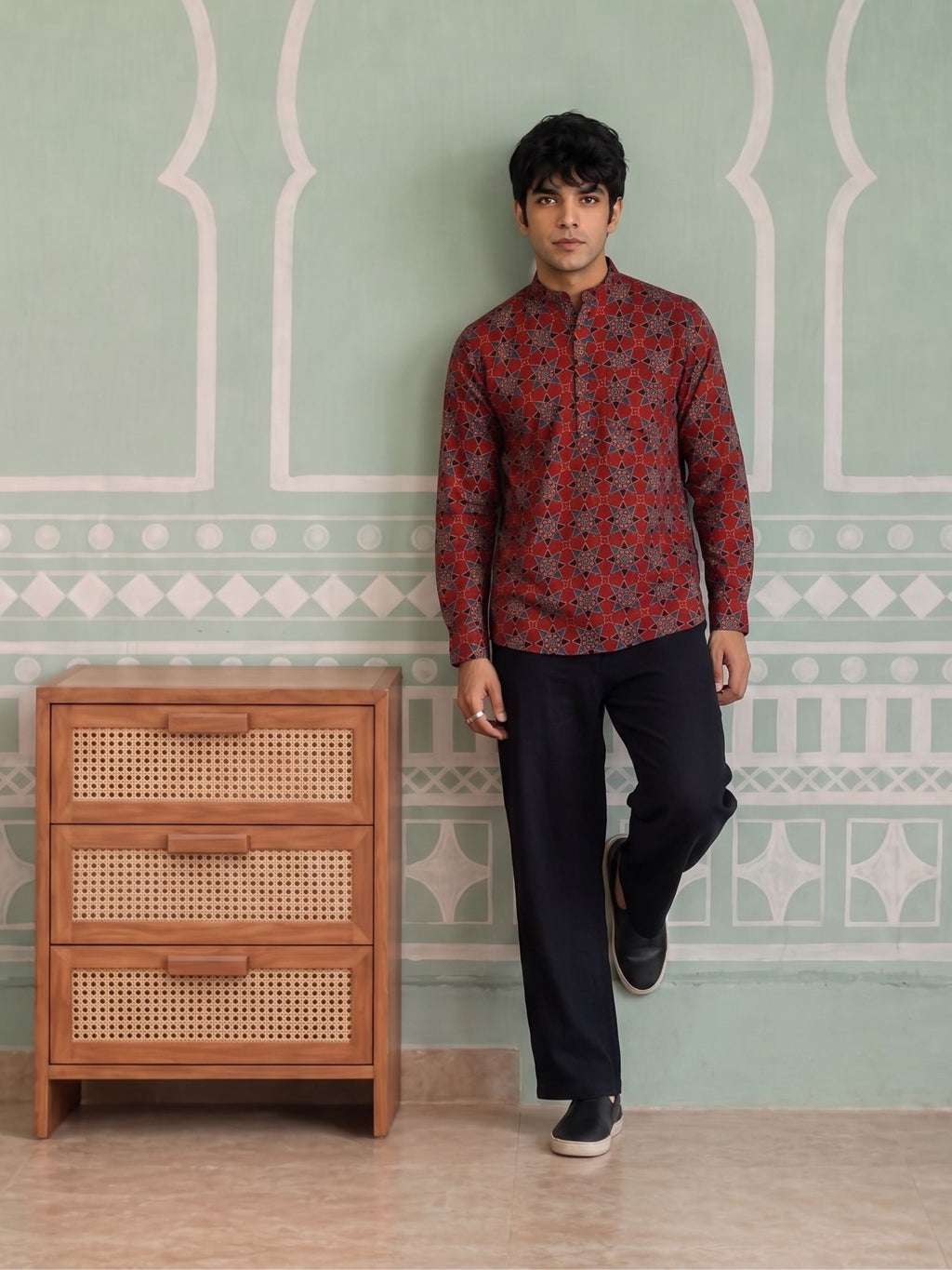 Traditional Charm – Printed Cotton Short Kurta