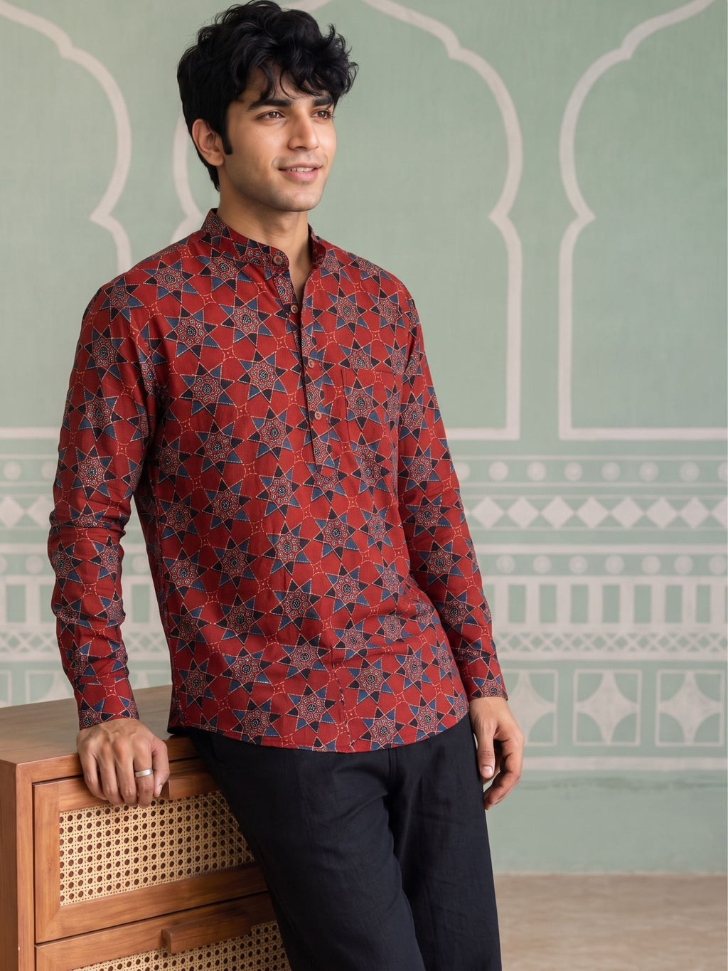 Traditional Charm – Printed Cotton Short Kurta