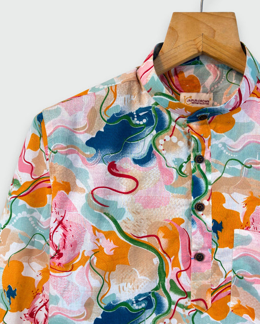 Color Splash – Handprinted Short Kurta