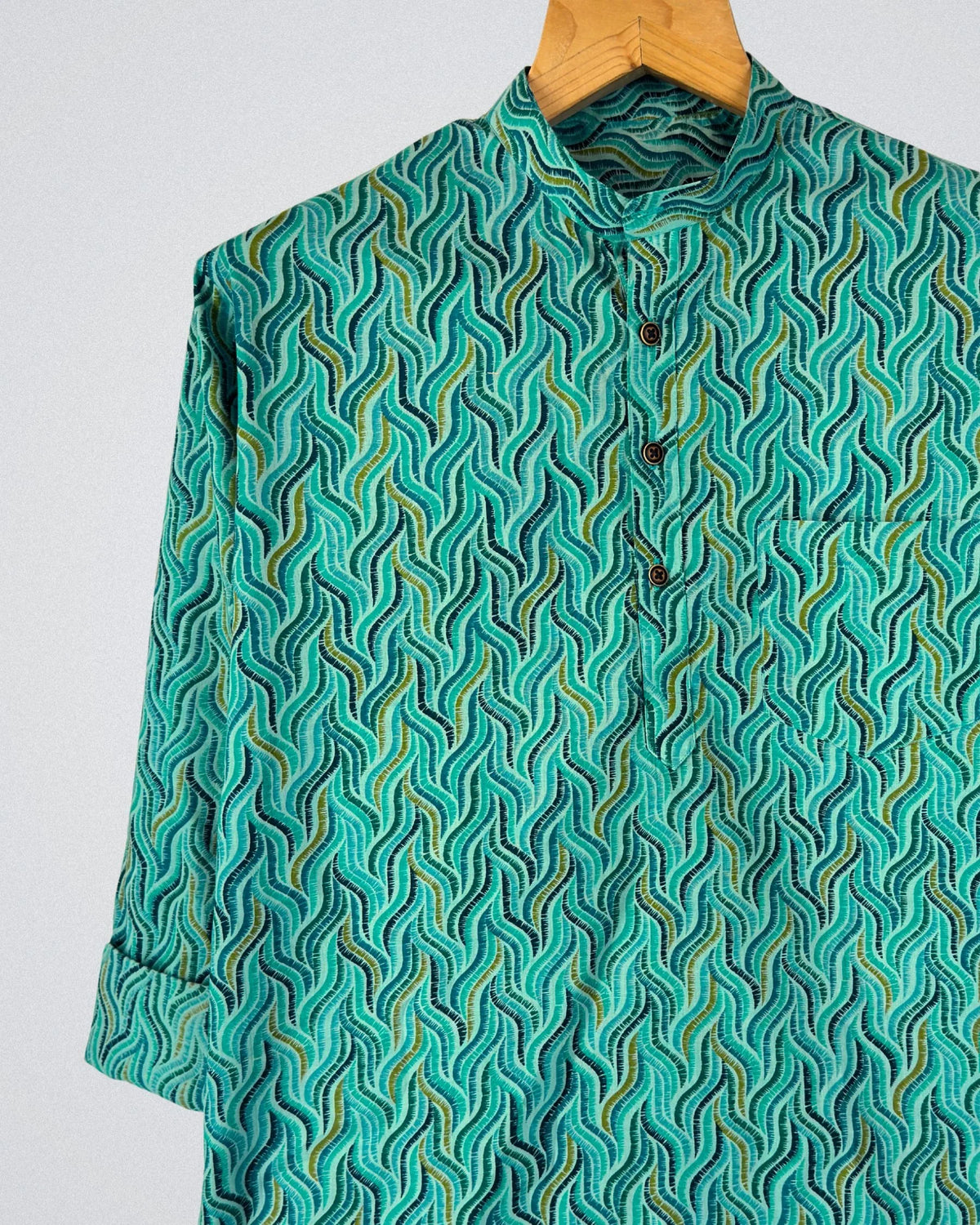 Ocean Waves – Printed Cotton Short Kurta