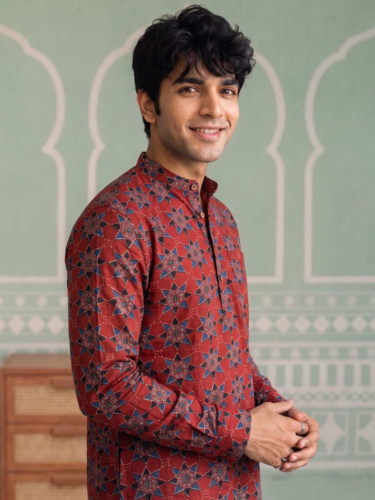 Traditional Charm – Printed Cotton Short Kurta