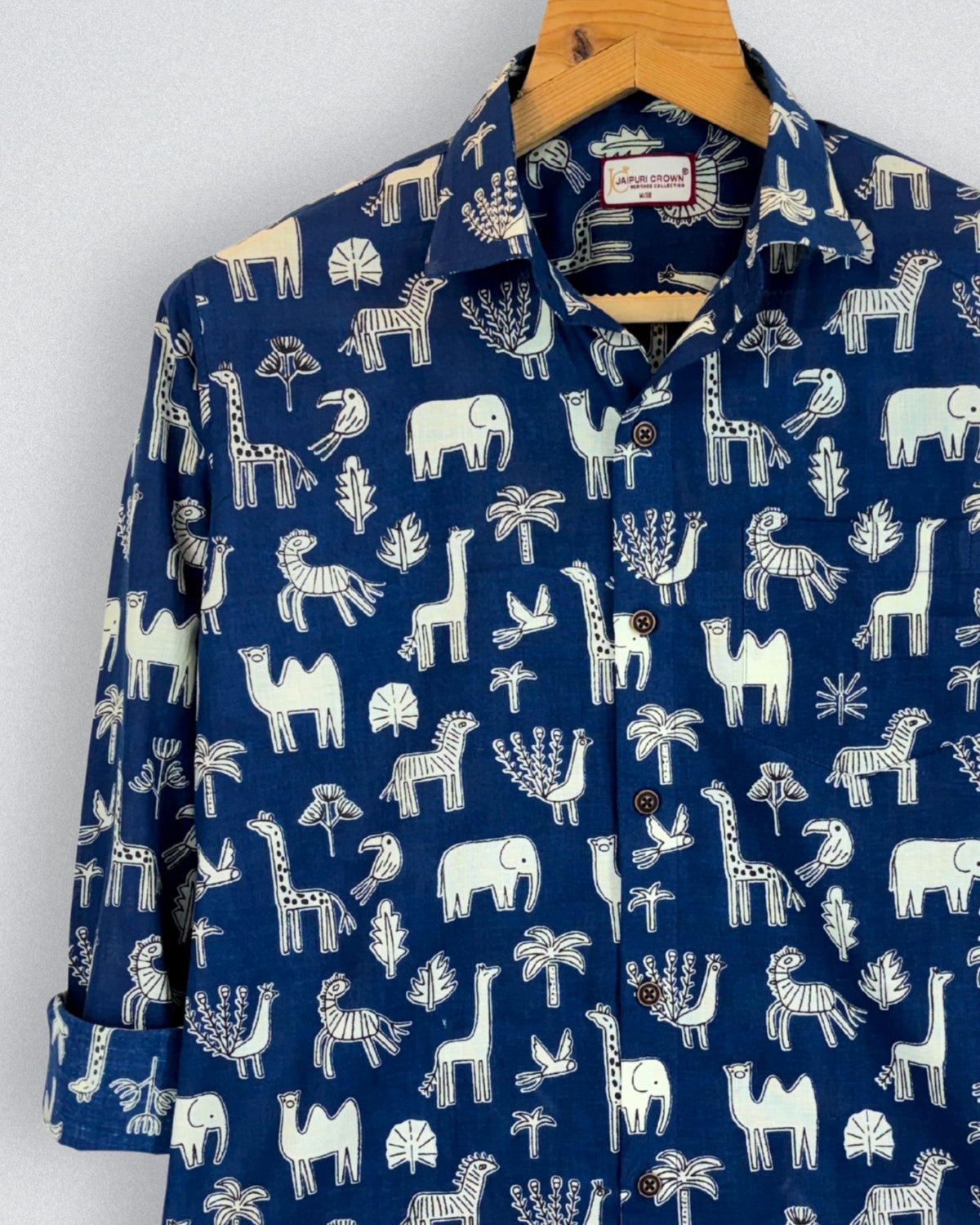 Safari Dreams – Full Sleeve Cotton Shirt in Blue & White