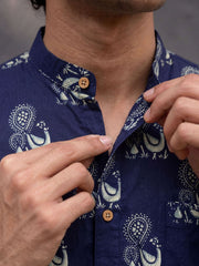 Majestic Peacock – Plus Size Printed Cotton Kurta