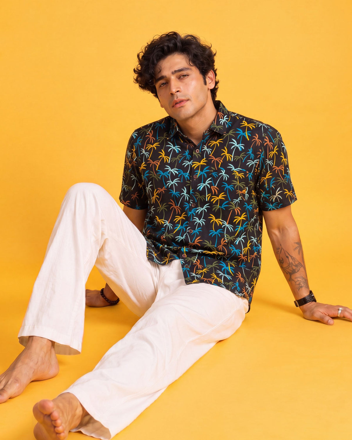 Tropical Vibes – Printed Cotton Half Sleeve Shirt