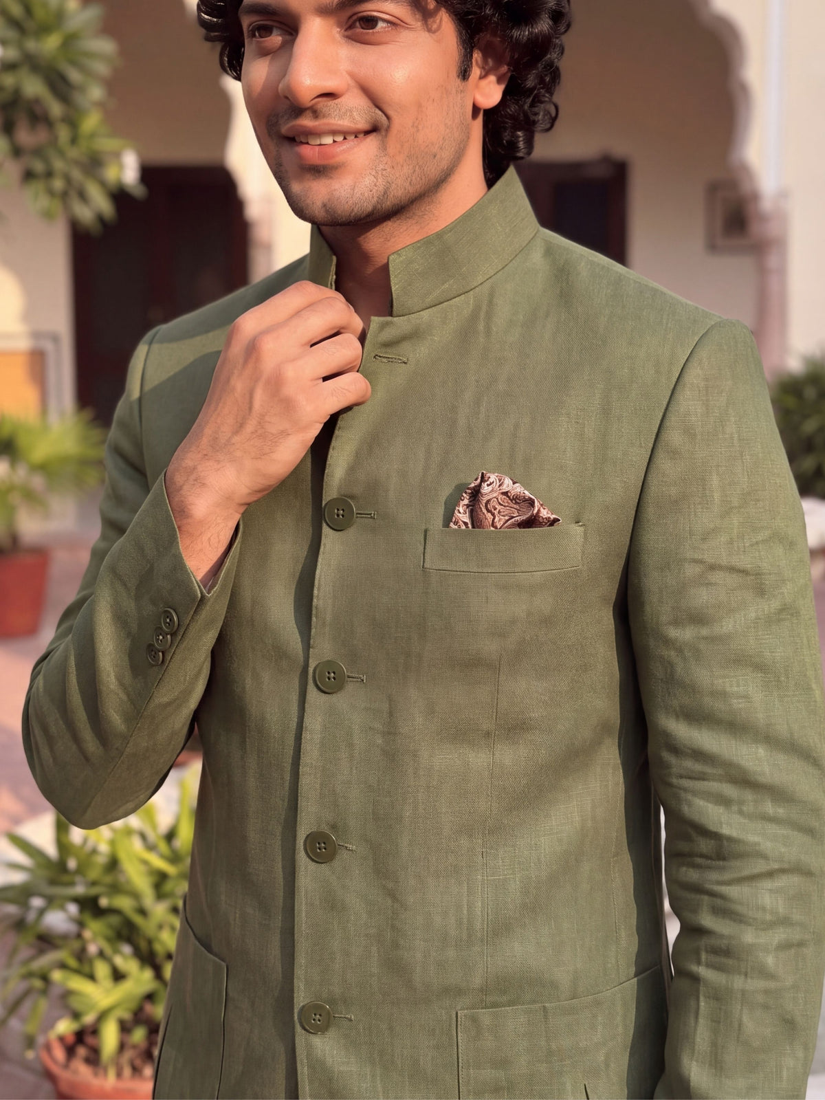 Linen Jodhpuri Bandhgala