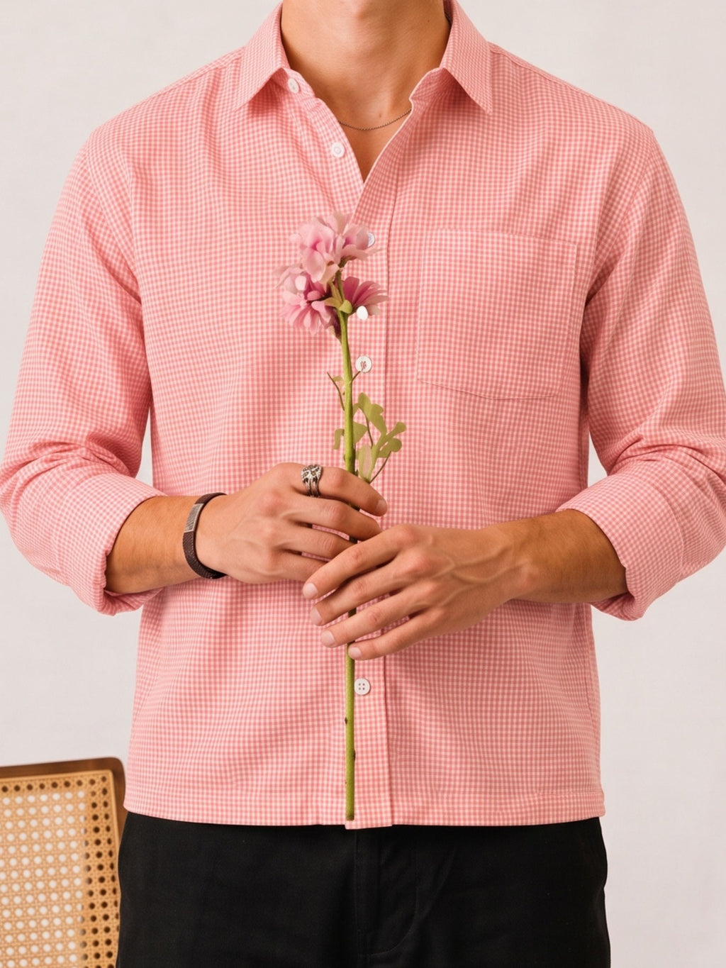Sunset Orange Check Crop Shirt