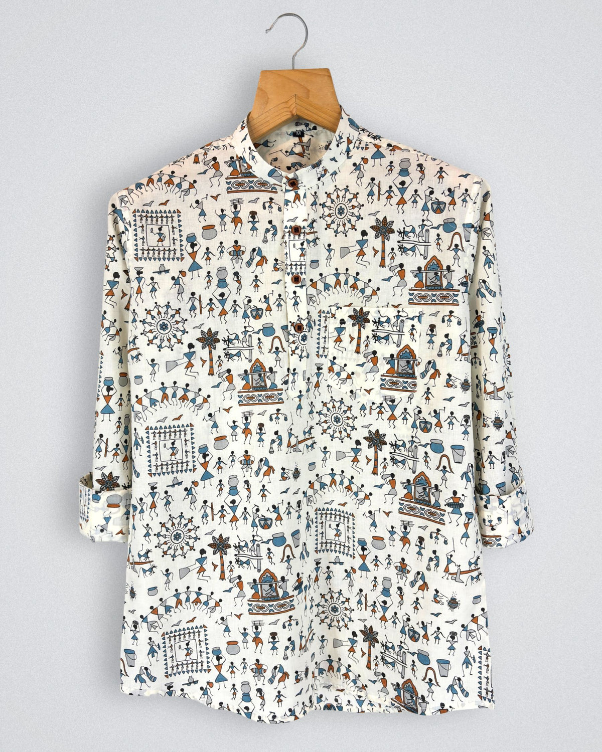 Cultural Canvas – Printed Cotton Short Kurta