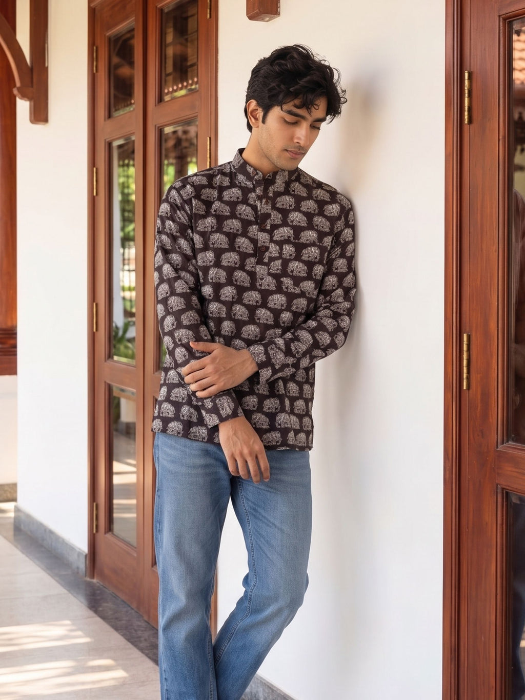 Elephant Charm – Printed Cotton Short Kurta