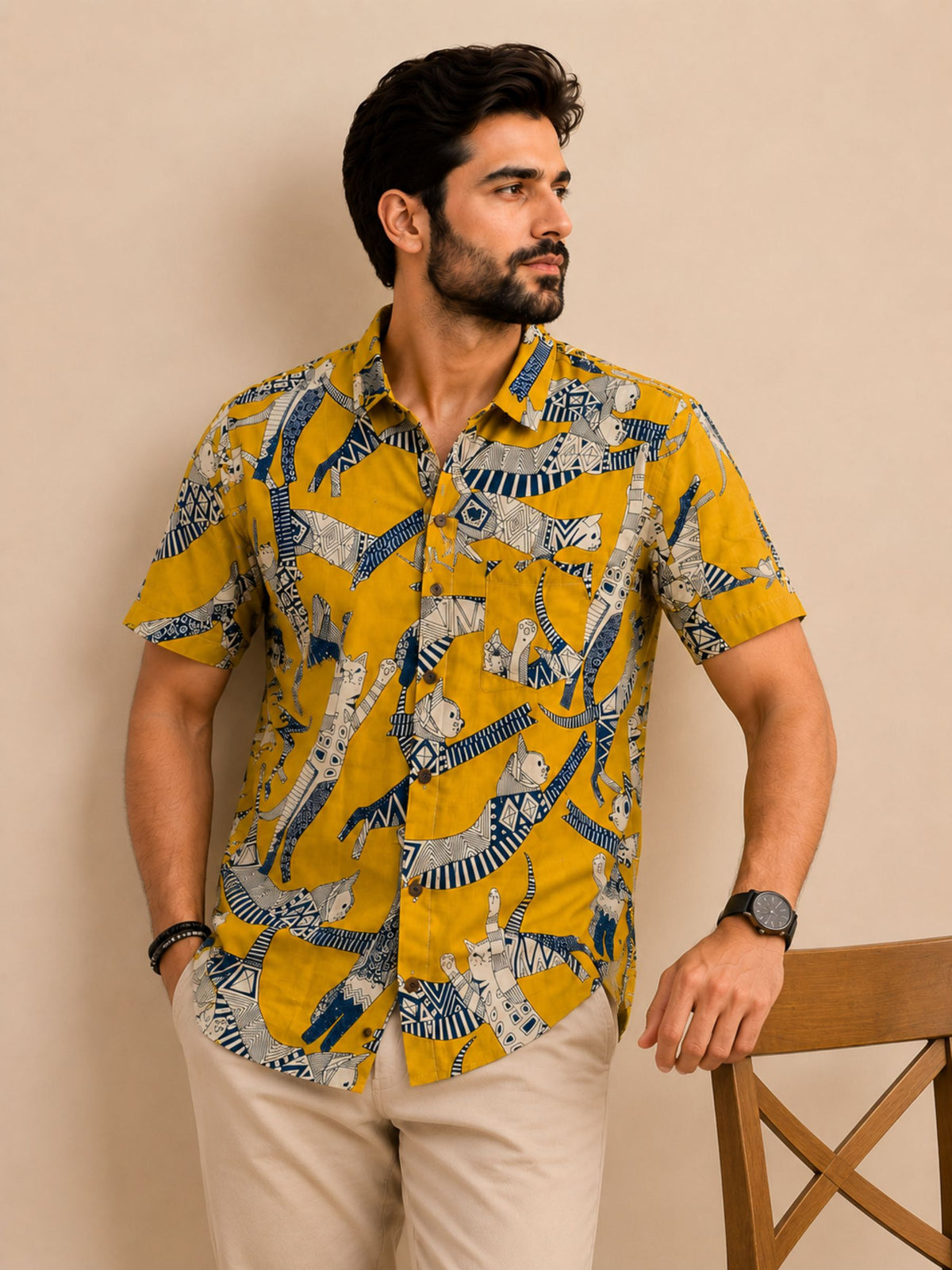 Plus Size Adventure – Printed Cotton Half Sleeve Shirt