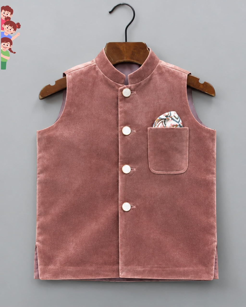 Stylish Kid's Nehru Jacket in Velvet
