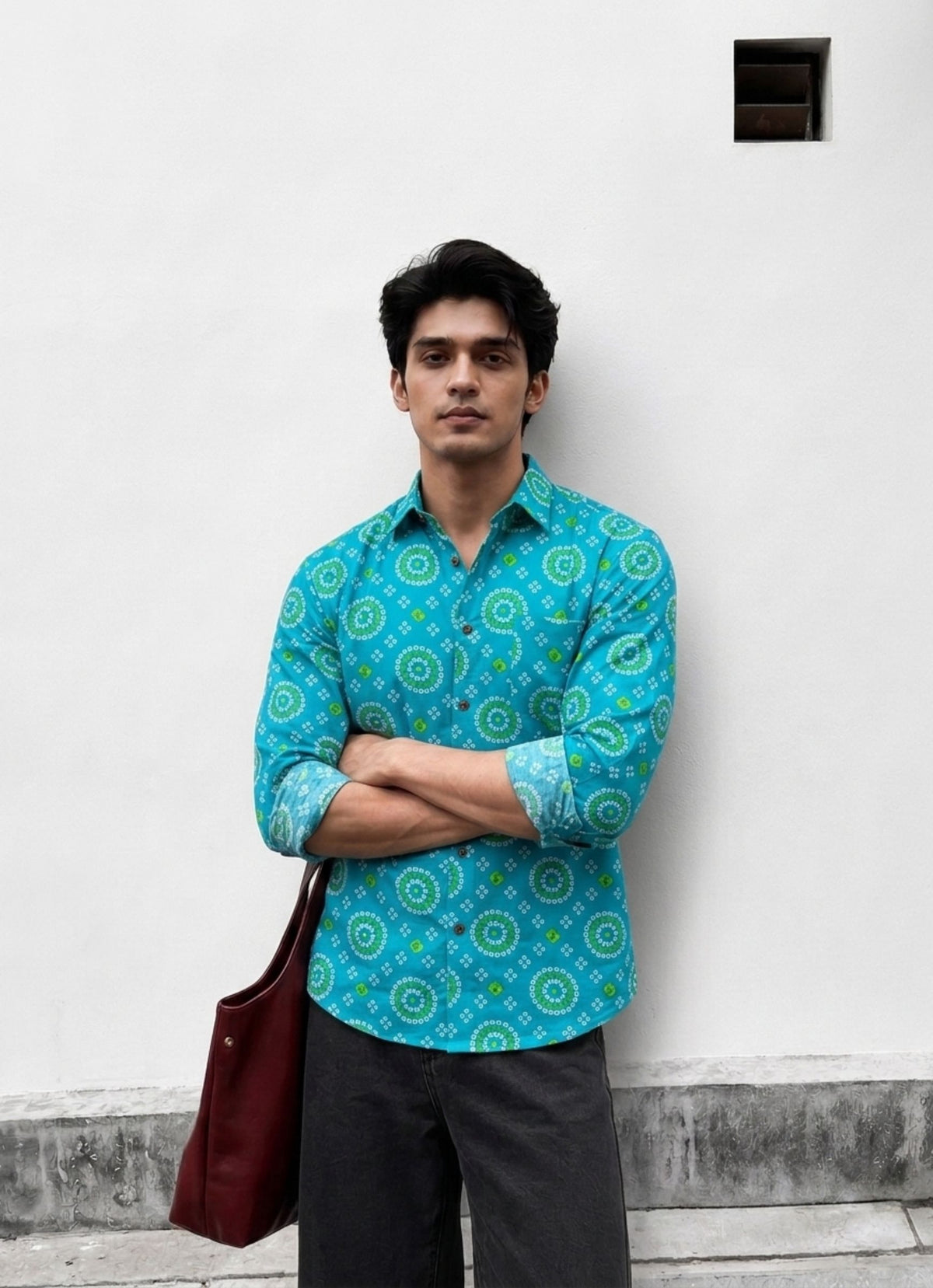 Turquoise Delight – Printed Cotton Full Sleeve Shirt