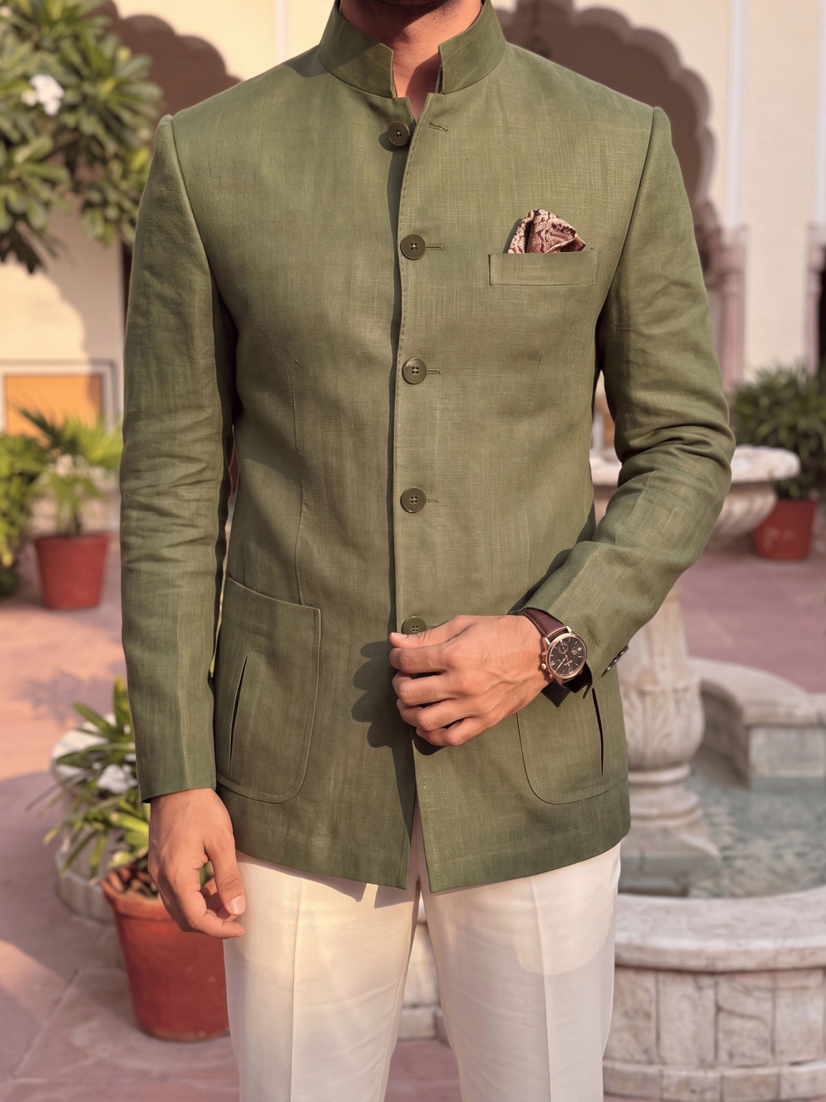 Linen Jodhpuri Bandhgala
