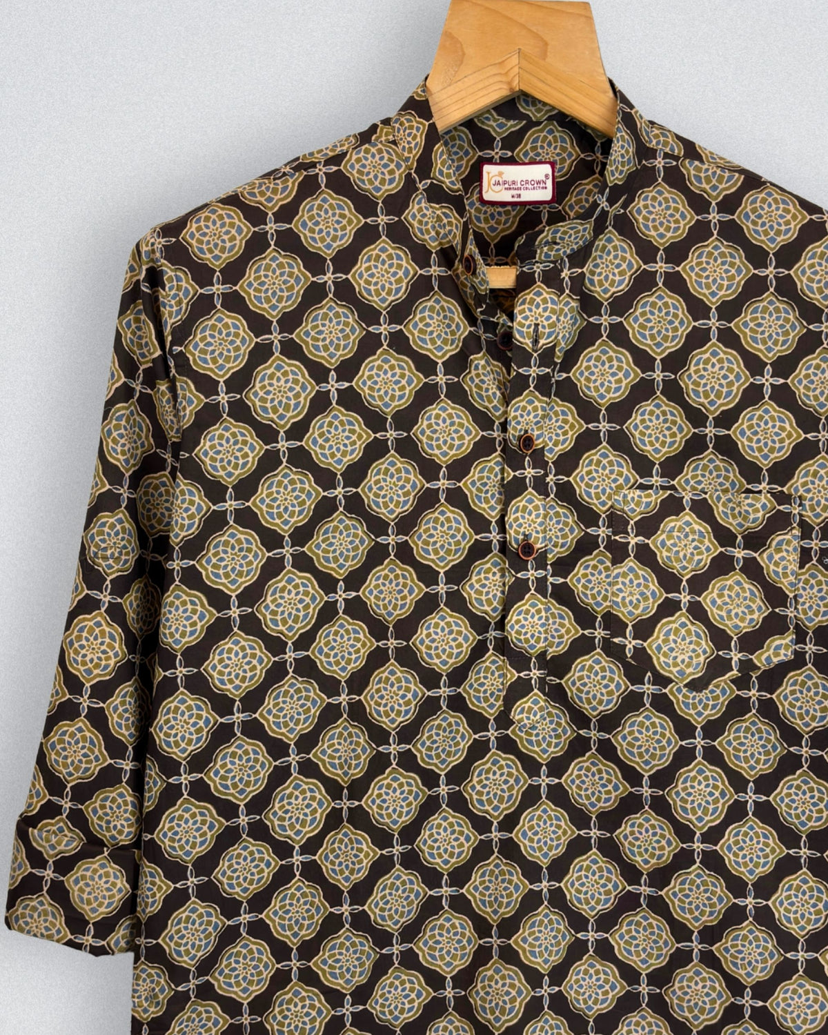 Geometric Elegance – Printed Cotton Short Kurta